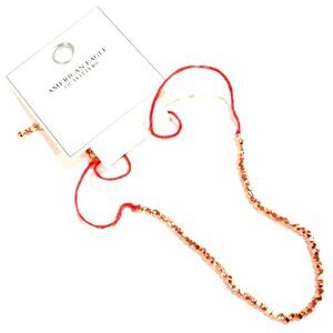 Rose Gold tone Beaded Necklace w/ Pink Cord American Eagle, Trendy Boho Jewelry